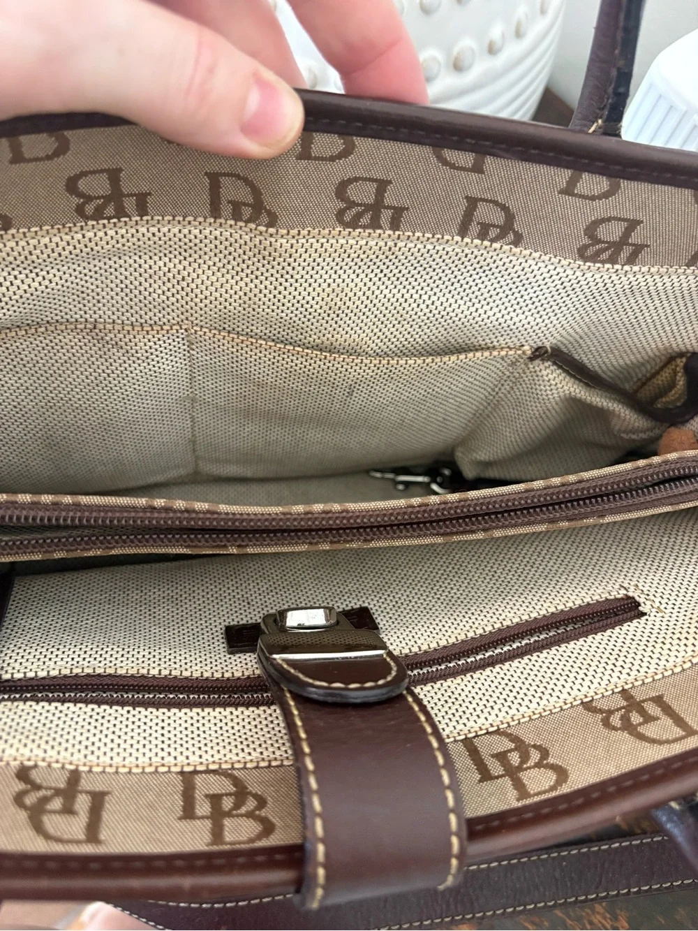 Dooney & Bourke Vintage Dark Brown Monogram Satchel Handbag